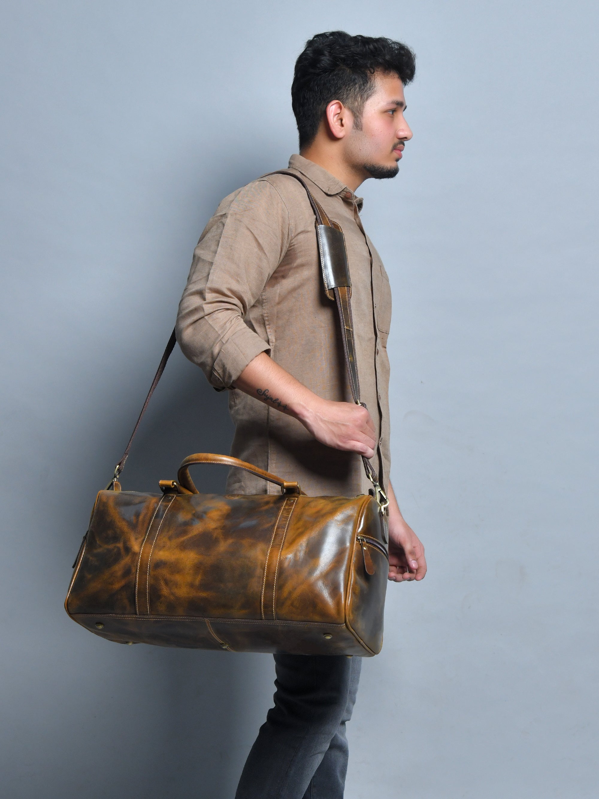 Men's Leather Duffel Bag